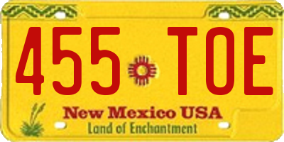 NM license plate 455TOE