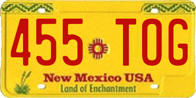 NM license plate 455TOG