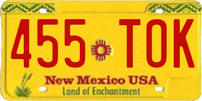 NM license plate 455TOK