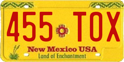 NM license plate 455TOX