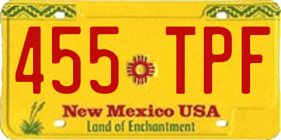 NM license plate 455TPF