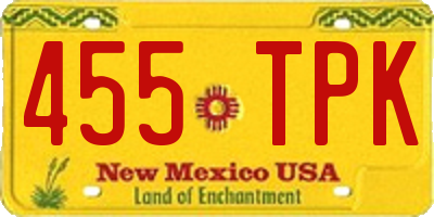 NM license plate 455TPK