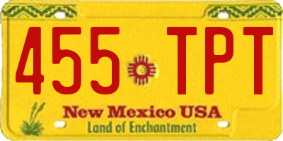 NM license plate 455TPT