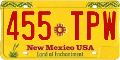 NM license plate 455TPW