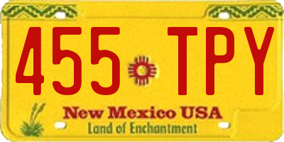 NM license plate 455TPY