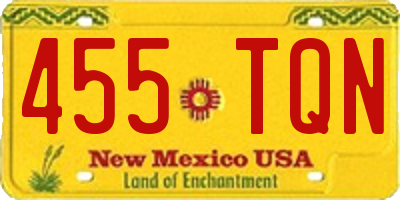 NM license plate 455TQN