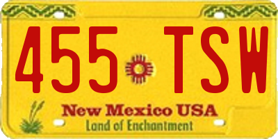 NM license plate 455TSW