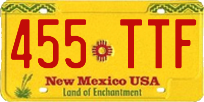NM license plate 455TTF