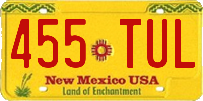 NM license plate 455TUL