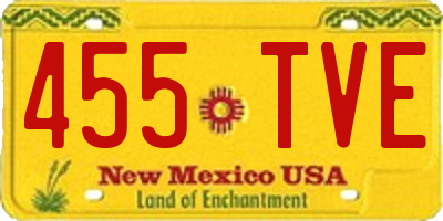 NM license plate 455TVE