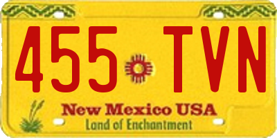 NM license plate 455TVN