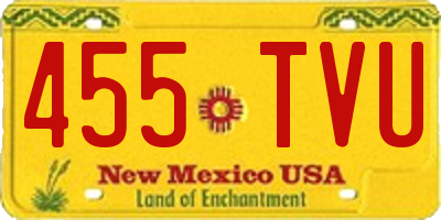 NM license plate 455TVU