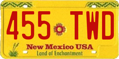 NM license plate 455TWD