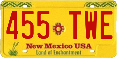 NM license plate 455TWE