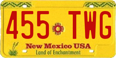 NM license plate 455TWG