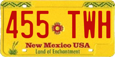 NM license plate 455TWH