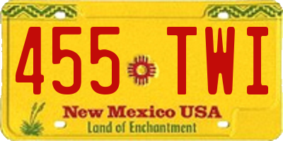 NM license plate 455TWI