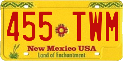 NM license plate 455TWM