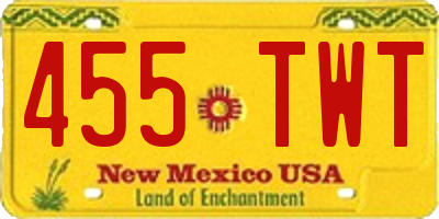 NM license plate 455TWT