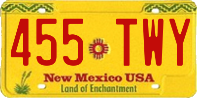 NM license plate 455TWY