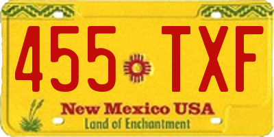 NM license plate 455TXF