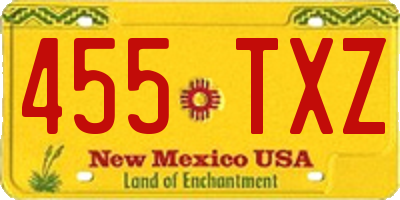NM license plate 455TXZ