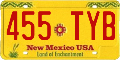 NM license plate 455TYB