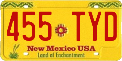 NM license plate 455TYD