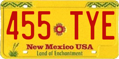 NM license plate 455TYE