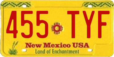 NM license plate 455TYF
