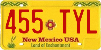 NM license plate 455TYL
