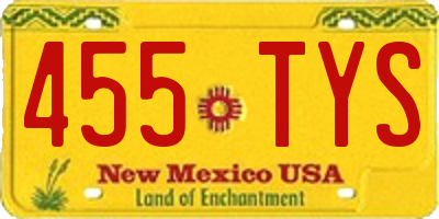 NM license plate 455TYS