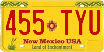 NM license plate 455TYU