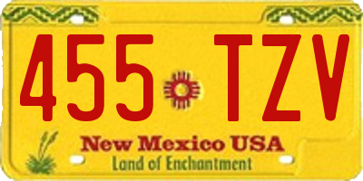 NM license plate 455TZV