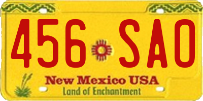 NM license plate 456SAO