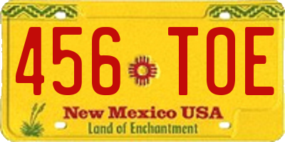 NM license plate 456TOE