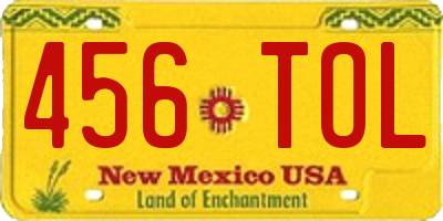 NM license plate 456TOL