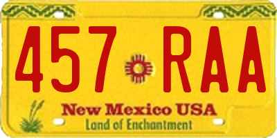 NM license plate 457RAA