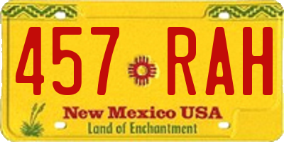 NM license plate 457RAH