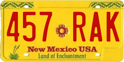 NM license plate 457RAK