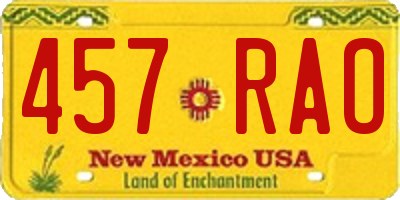 NM license plate 457RAO