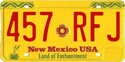NM license plate 457RFJ