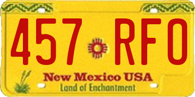 NM license plate 457RFO