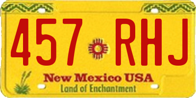 NM license plate 457RHJ