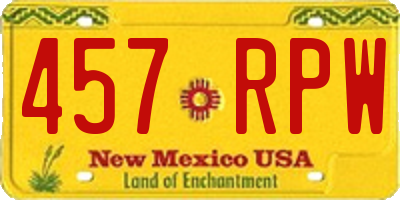 NM license plate 457RPW