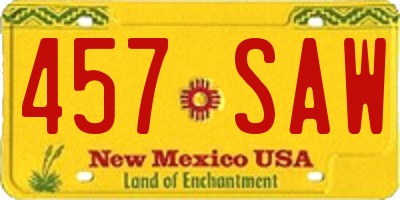 NM license plate 457SAW