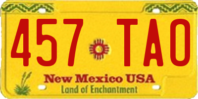 NM license plate 457TAO