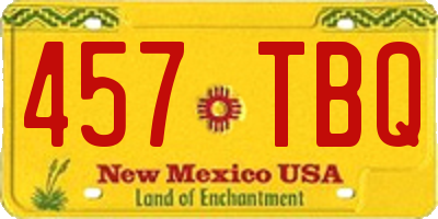 NM license plate 457TBQ