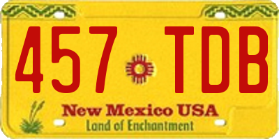 NM license plate 457TDB