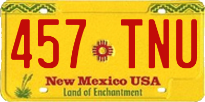 NM license plate 457TNU